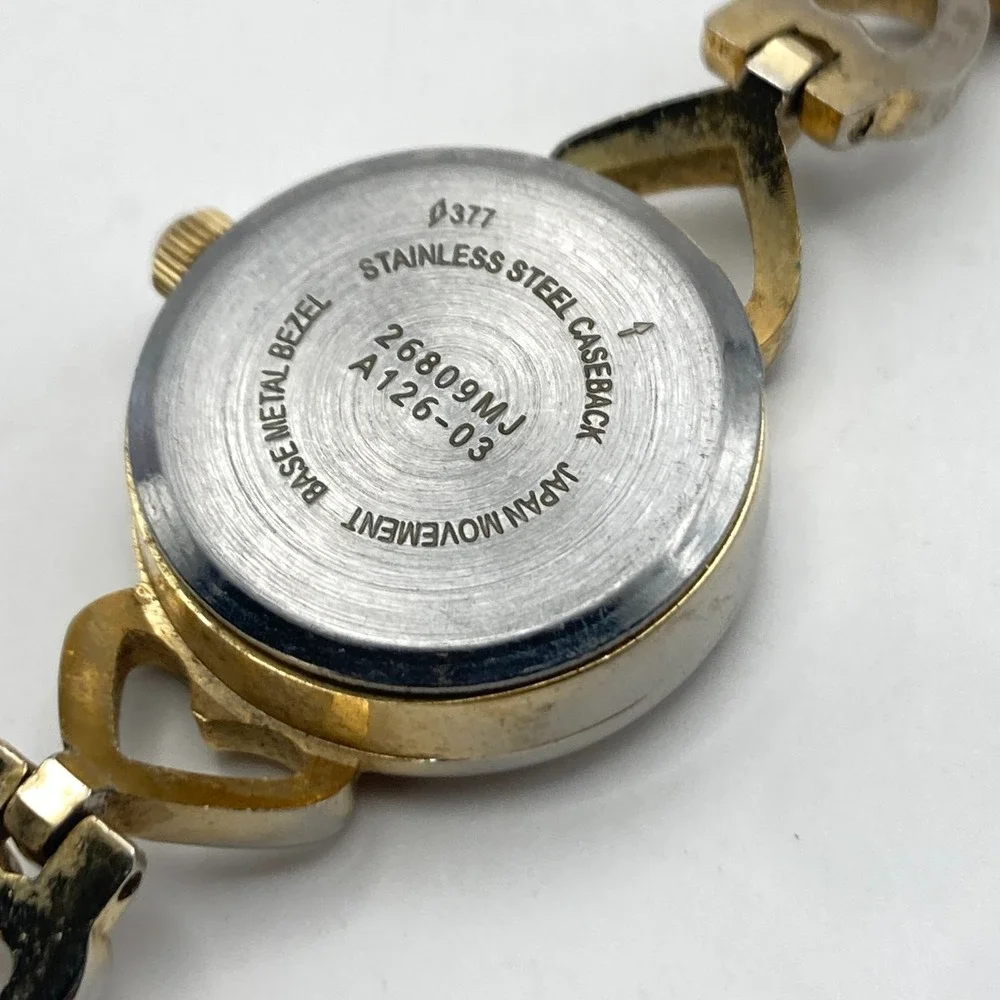 Vintage Women's Watch Heart Links Silver Gold Tone 21mm New Battery SMALL 6